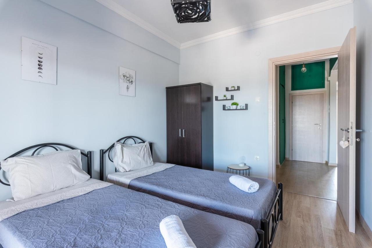 90 négyzetméteres, 2 hálószobás, 1 saját fürdőszobával rendelkező Apartman Vadaris-Dikastiria negye Szaloniki Kültér fotó